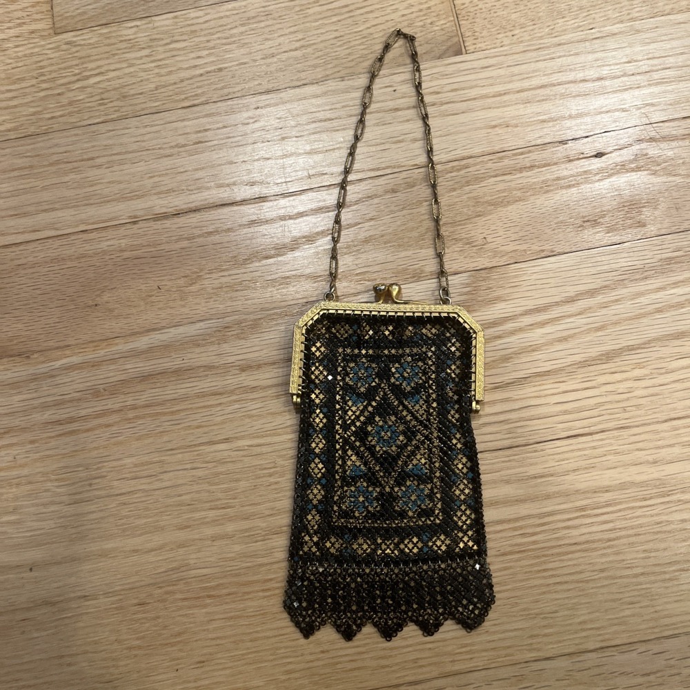 Antique Mandalian Mfg Co Art Deco Enamel Mesh Purse 1920s RARE